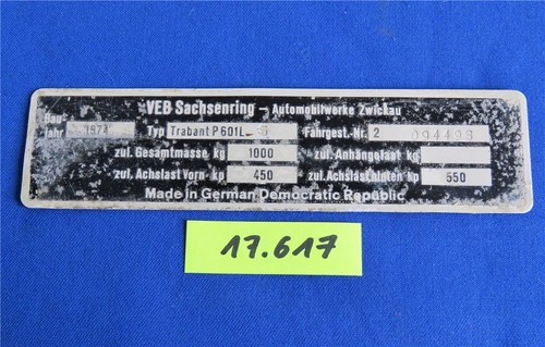 Original ddr typenschild 1974 - original,