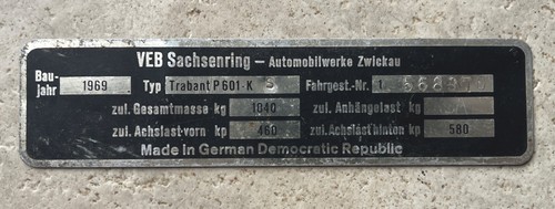 Original ddr typenschild 1969 - original,