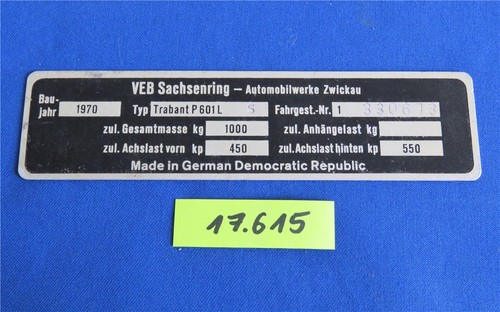 Original ddr typenschild 1970 - original,